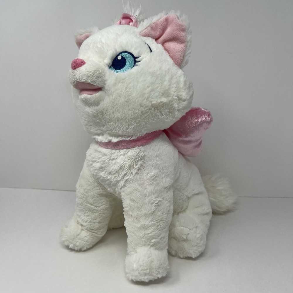Genuine Disney Aristocats Marie White Cat Plush with Pink Bow Stuffed‎ Animal
